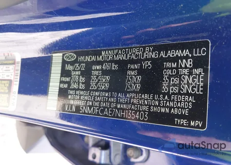 2022 Hyundai Tucson Sel from USA, damaged, VIN 5NMJFCAE7NH135403